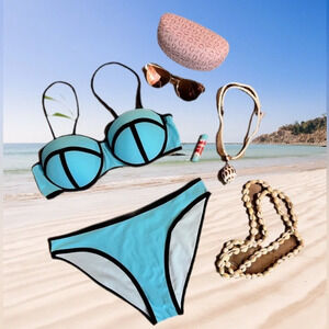 BIKINI TOP Teal/Blue with Black Molded Contrast  Trim Removable Straps